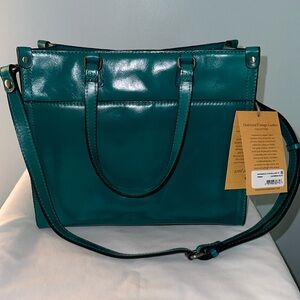 Patricia Nash Distressed Vintage Leather Mallory Caribbean Blue P99606  Handbag